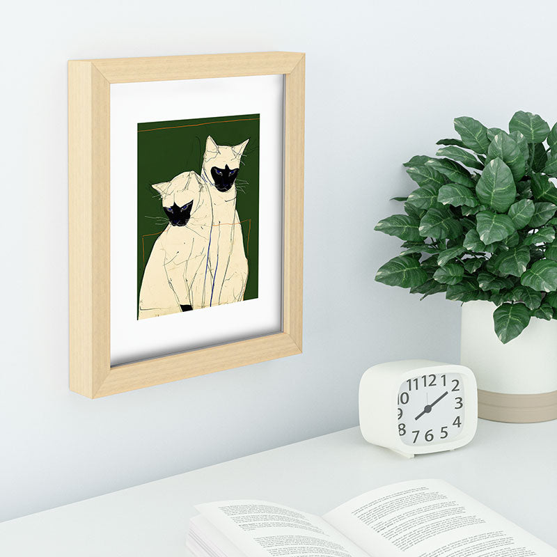 trajeado14 Siamese Cats Modern Art Recessed Framing Rectangle