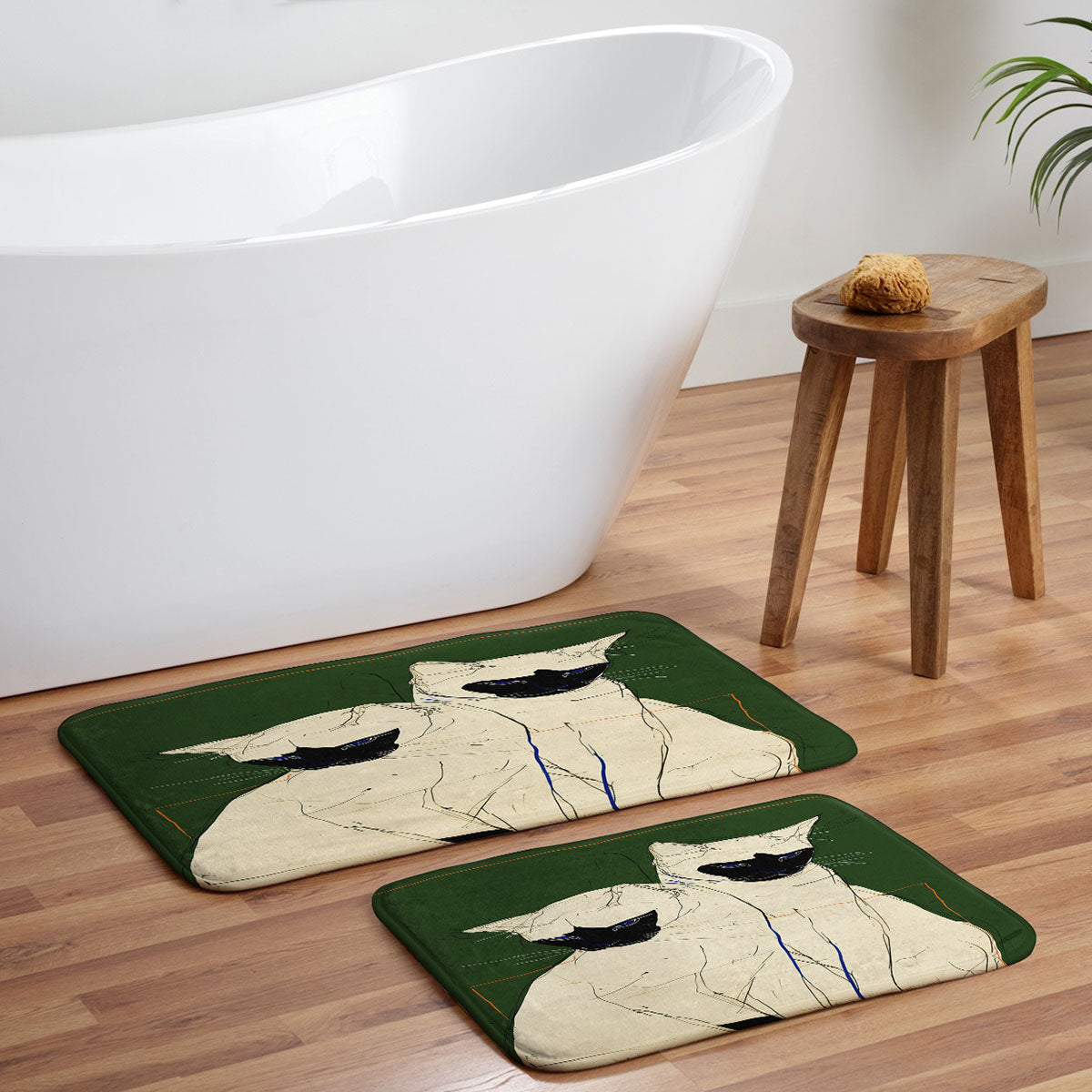 trajeado14 Siamese Cats Modern Art Memory Foam Bath Mat
