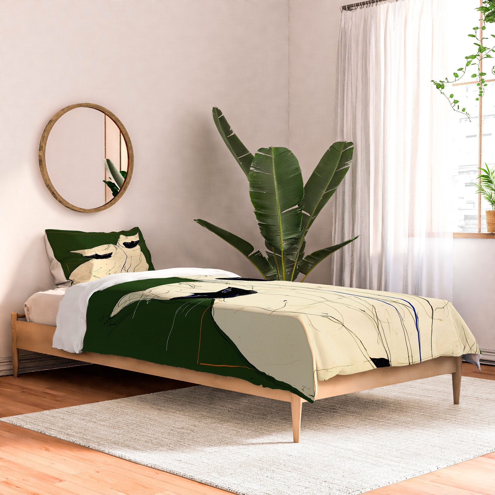 trajeado14 Siamese Cats Modern Art Comforter