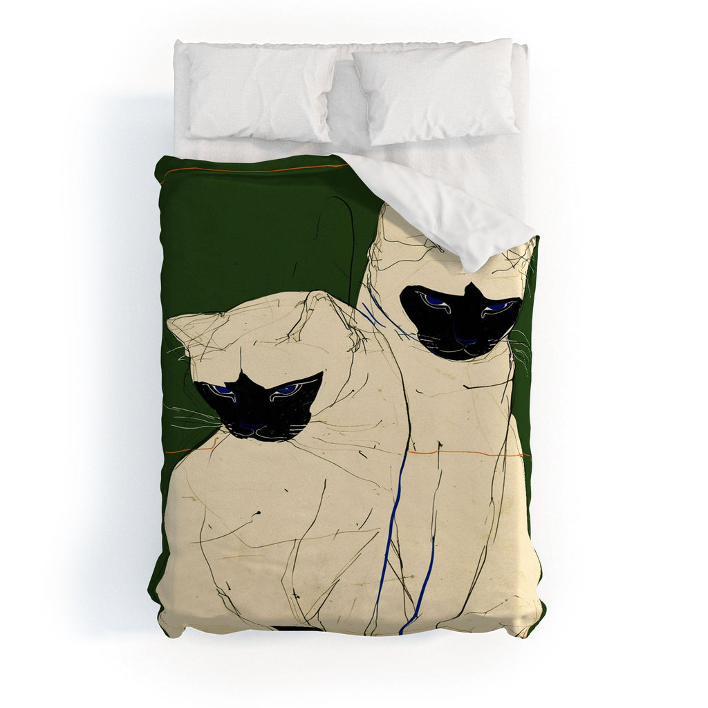 trajeado14 Siamese Cats Modern Art Duvet Cover
