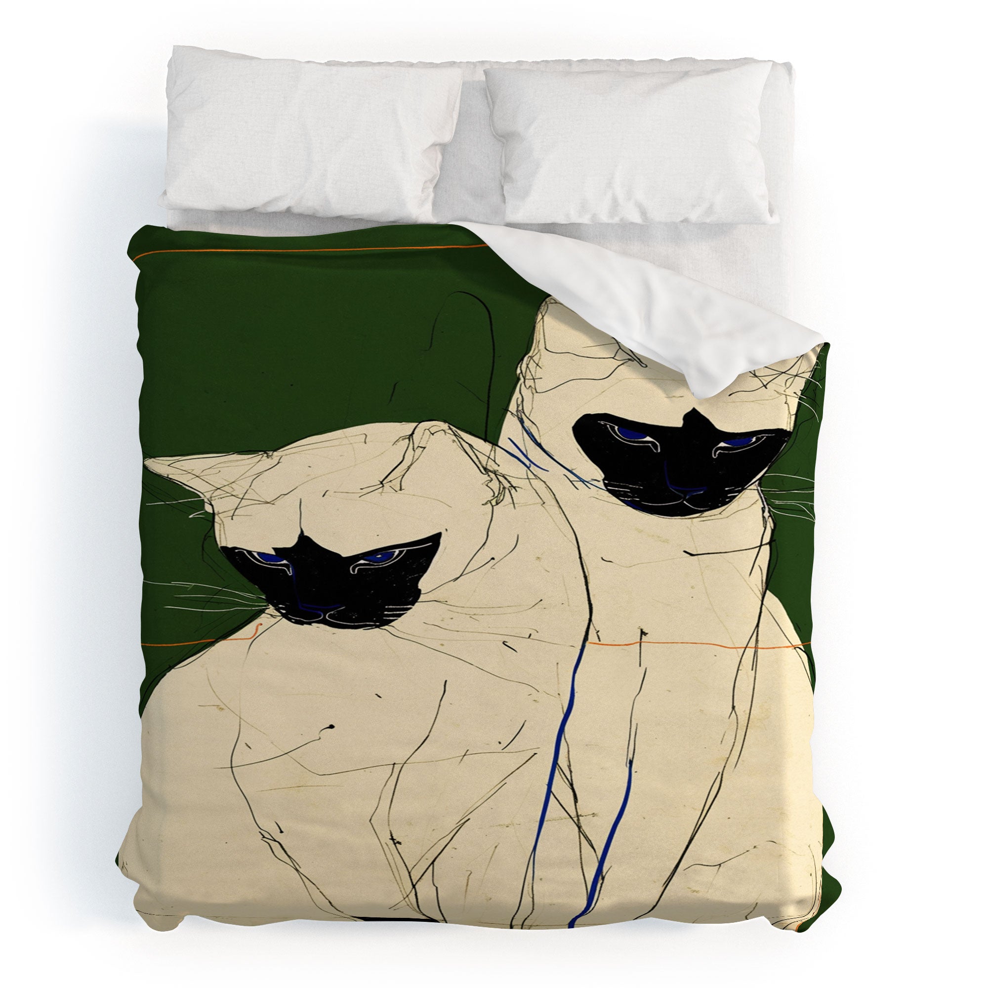 trajeado14 Siamese Cats Modern Art Duvet Cover