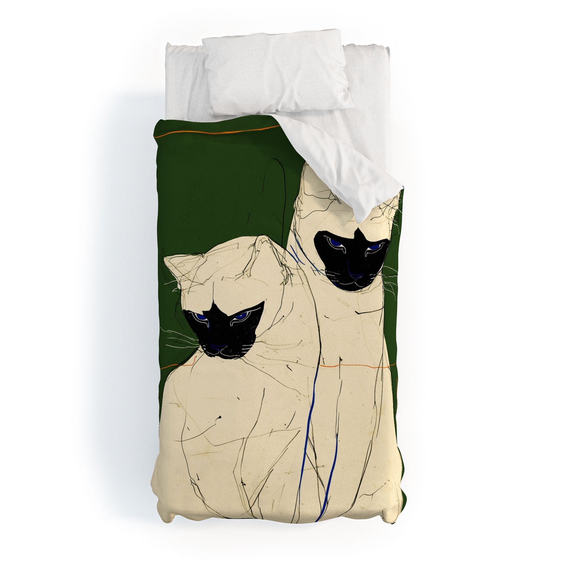 trajeado14 Siamese Cats Modern Art Duvet Cover