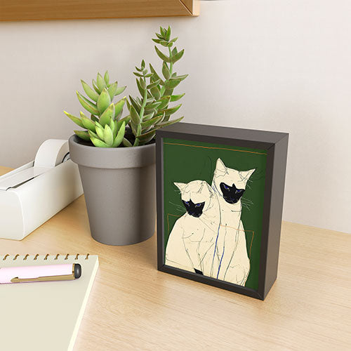 trajeado14 Siamese Cats Modern Art Framed Mini Art Print