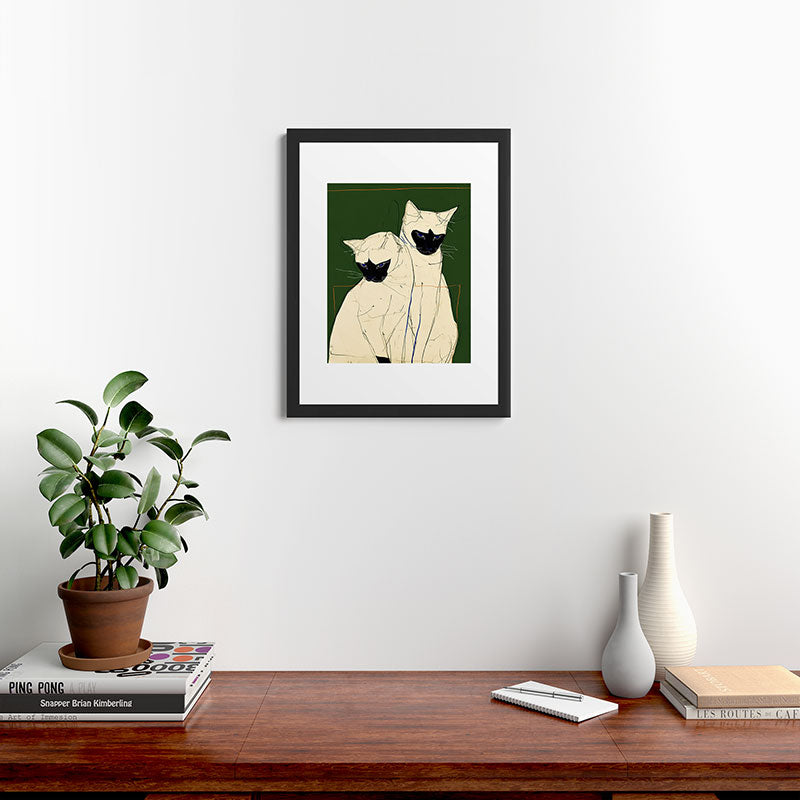 trajeado14 Siamese Cats Modern Art Framed Art Print