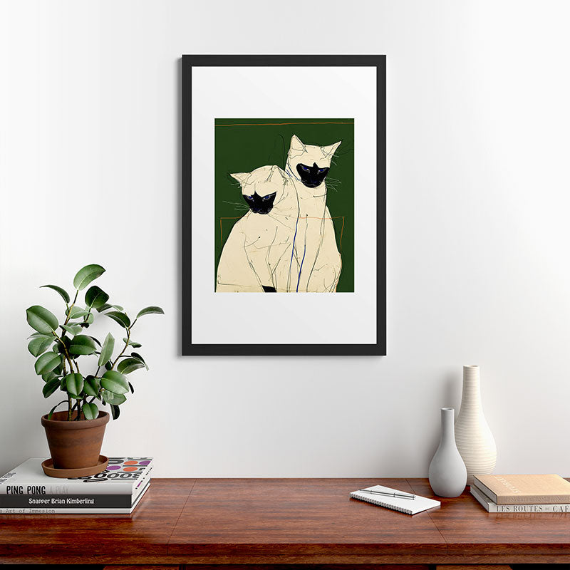 trajeado14 Siamese Cats Modern Art Framed Art Print