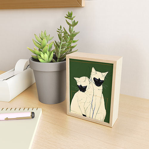 trajeado14 Siamese Cats Modern Art Framed Mini Art Print