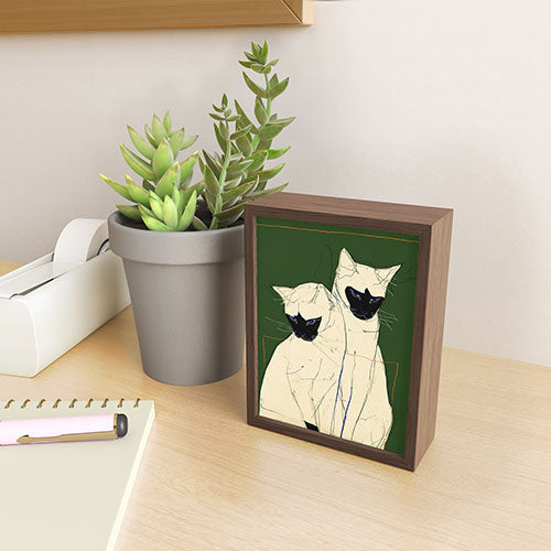 trajeado14 Siamese Cats Modern Art Framed Mini Art Print