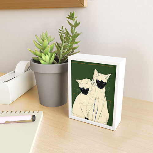 trajeado14 Siamese Cats Modern Art Framed Mini Art Print