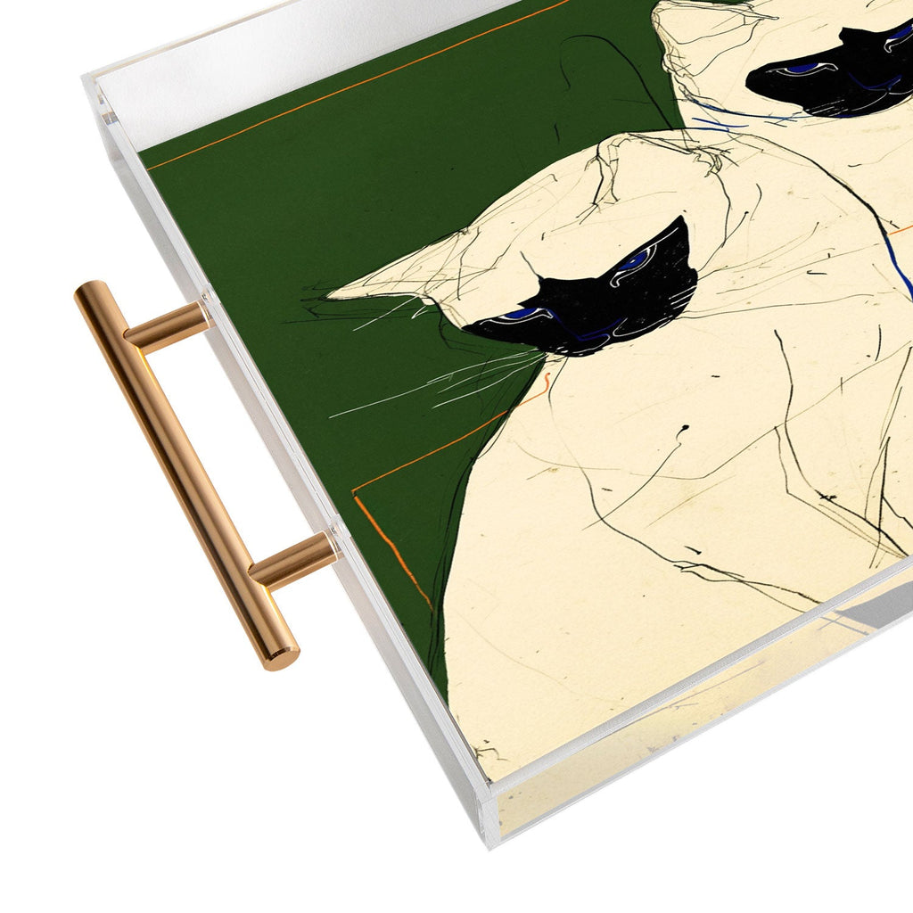 trajeado14 Siamese Cats Modern Art Acrylic Tray