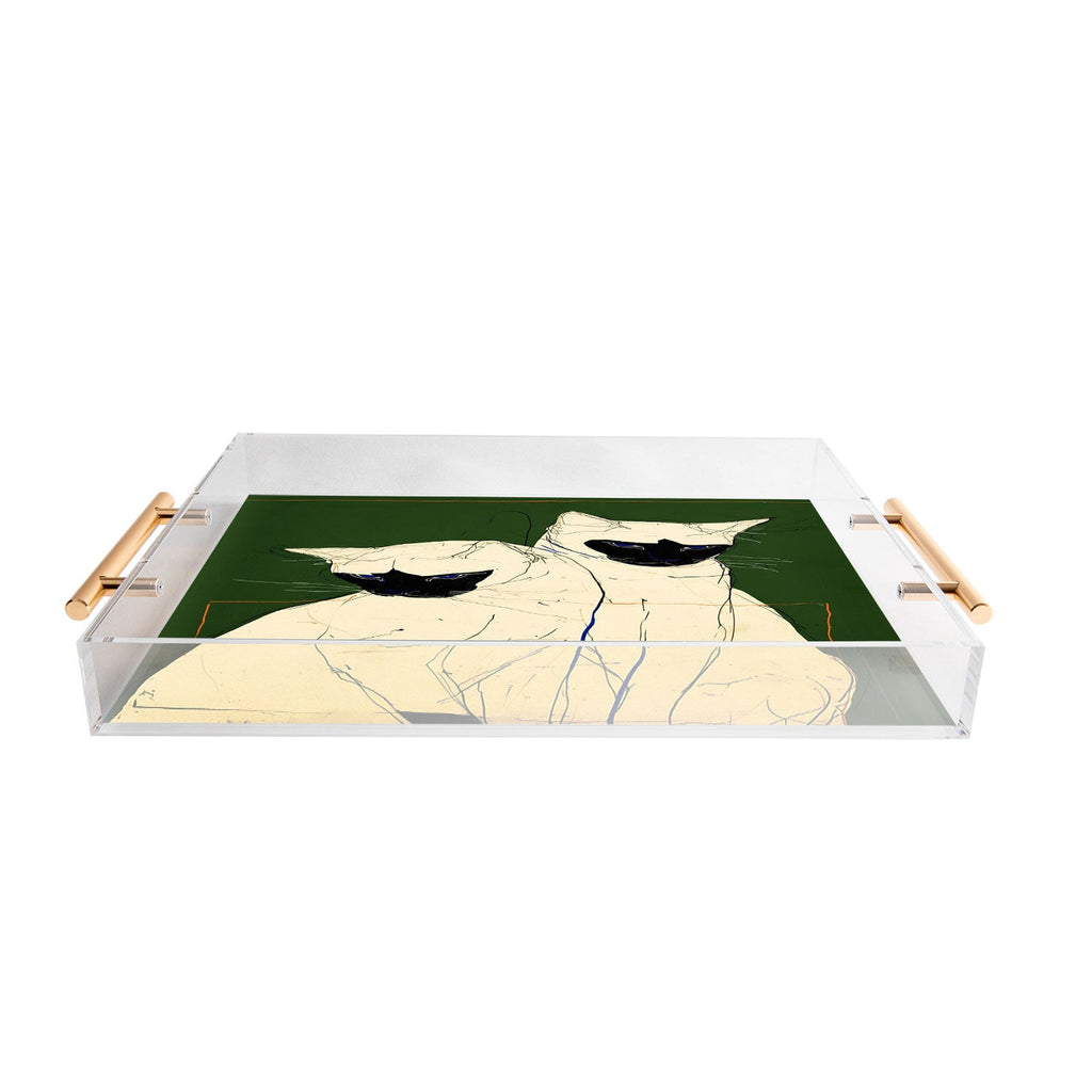 trajeado14 Siamese Cats Modern Art Acrylic Tray