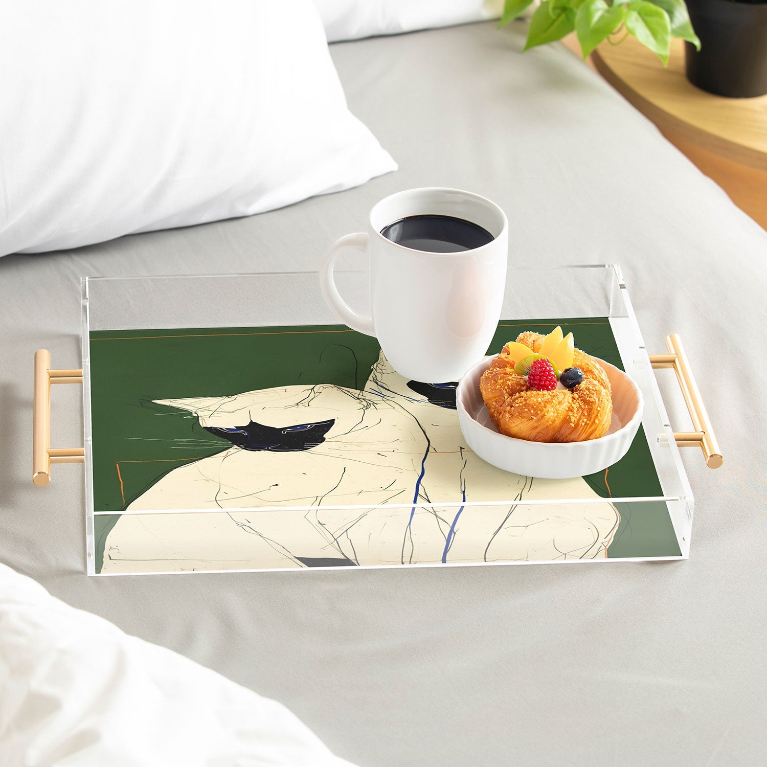 trajeado14 Siamese Cats Modern Art Acrylic Tray