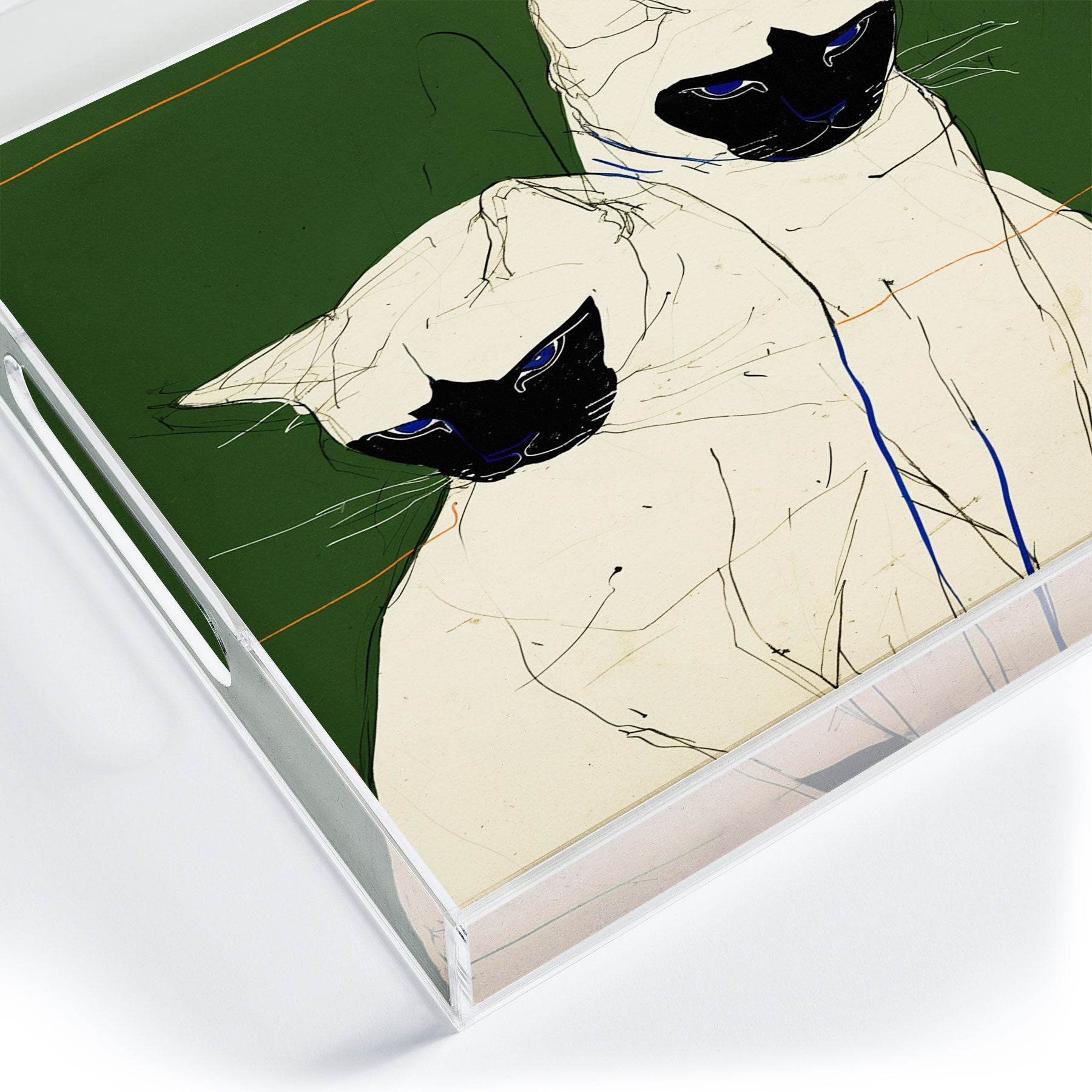 trajeado14 Siamese Cats Modern Art Acrylic Tray