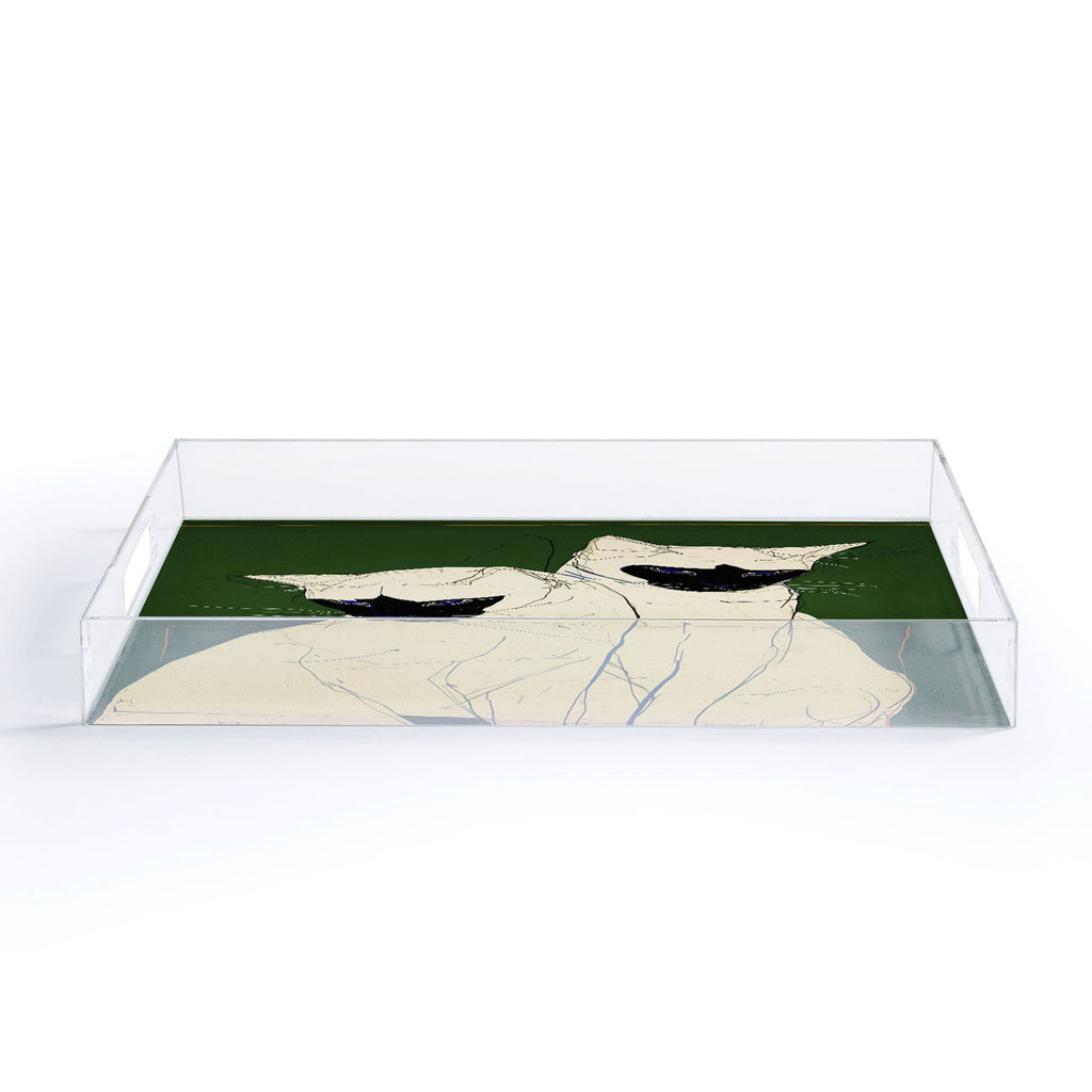 trajeado14 Siamese Cats Modern Art Acrylic Tray