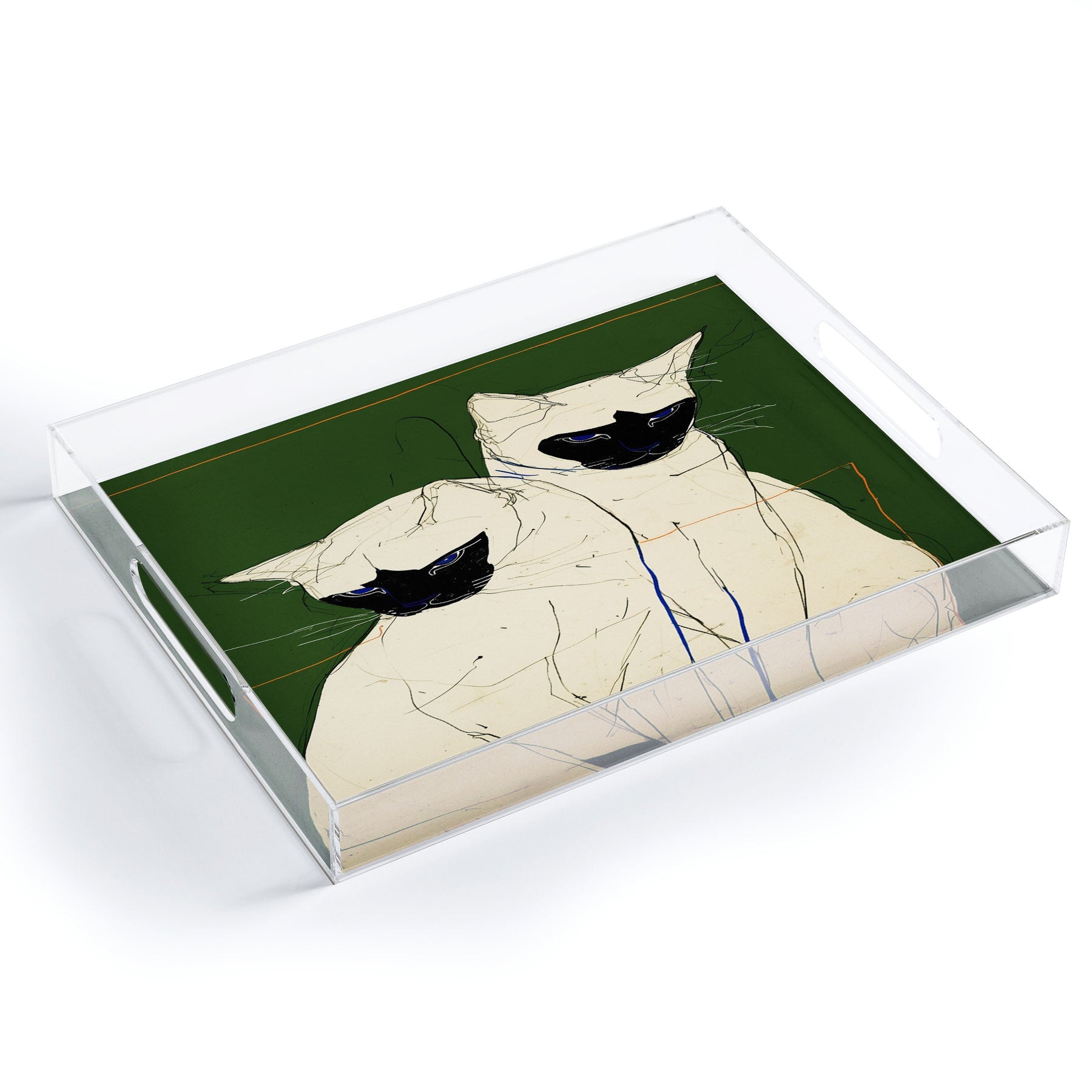trajeado14 Siamese Cats Modern Art Acrylic Tray