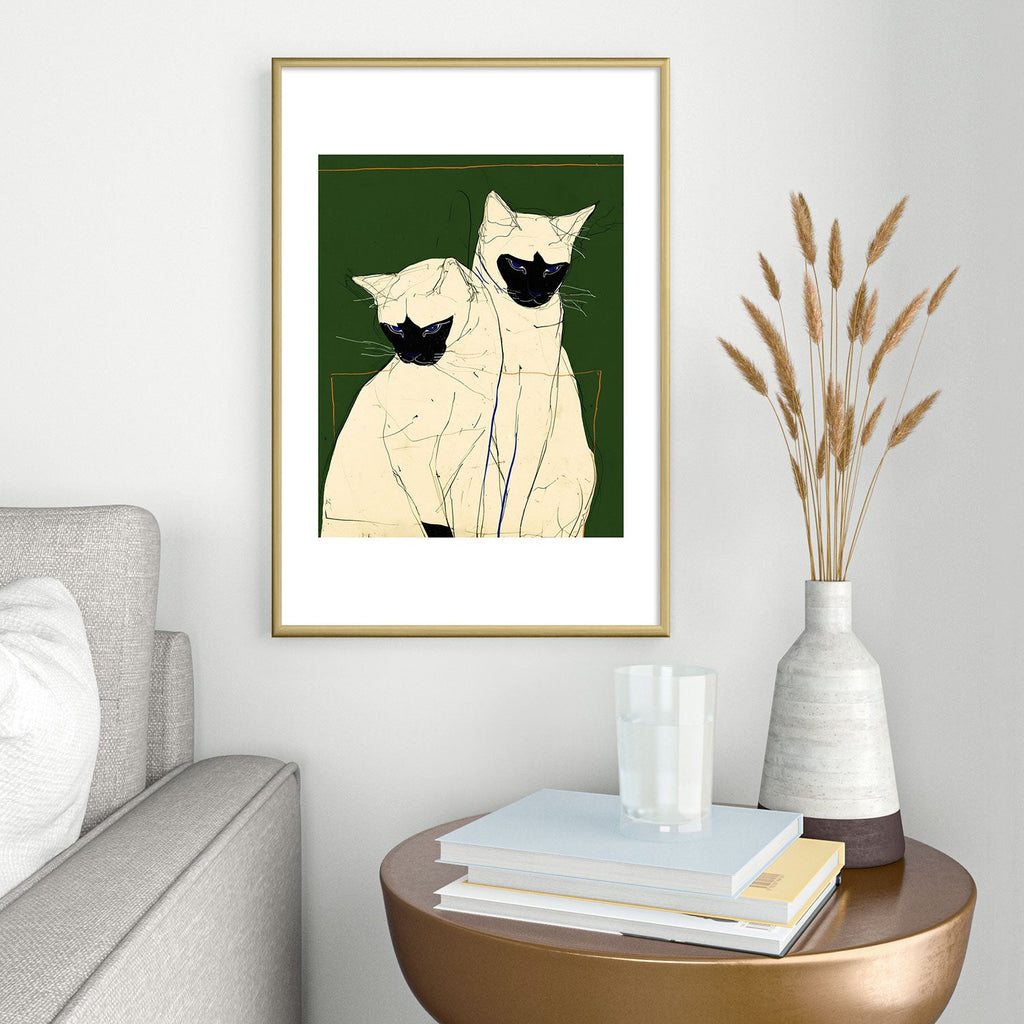 trajeado14 Siamese Cats Modern Art Metal Framed Art Print
