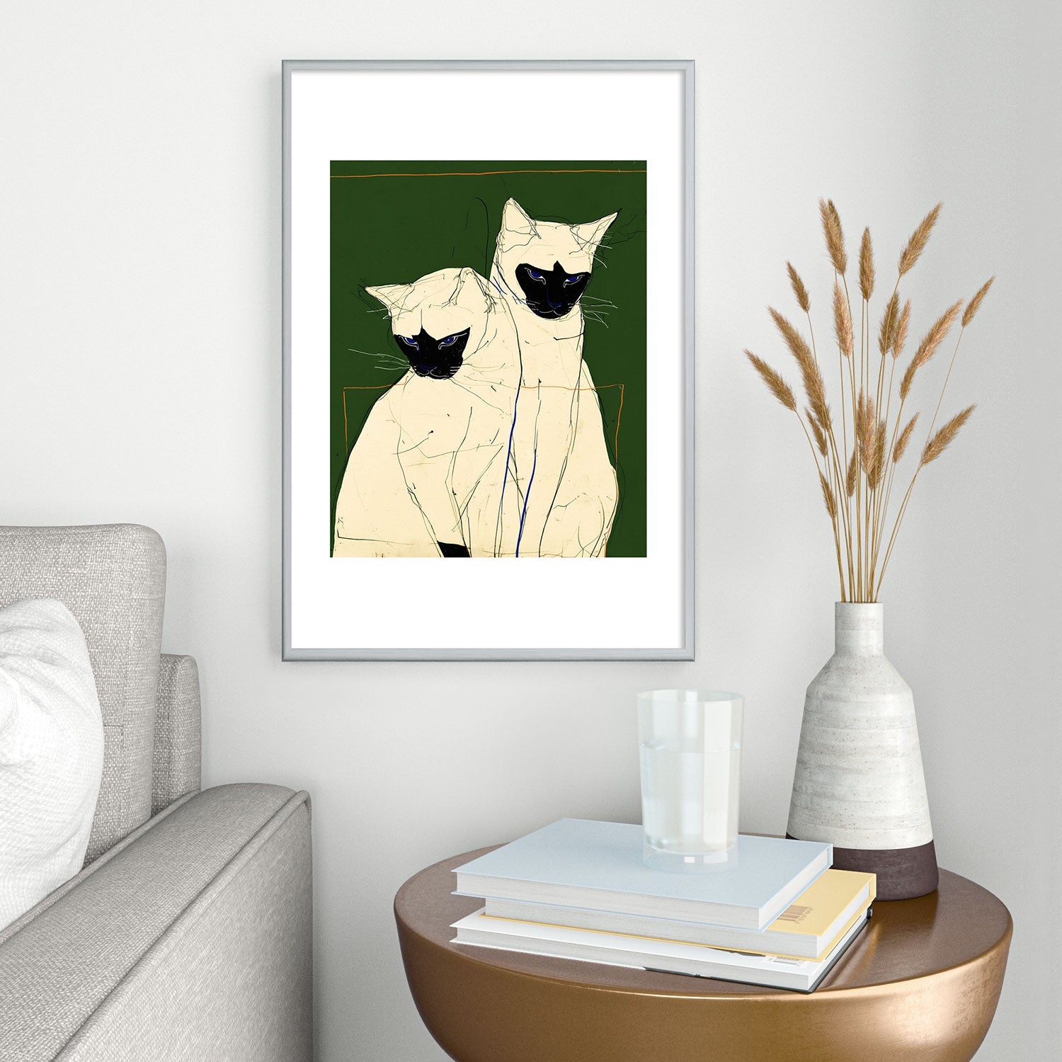 trajeado14 Siamese Cats Modern Art Metal Framed Art Print