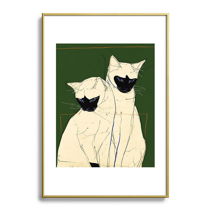 trajeado14 Siamese Cats Modern Art Metal Framed Art Print