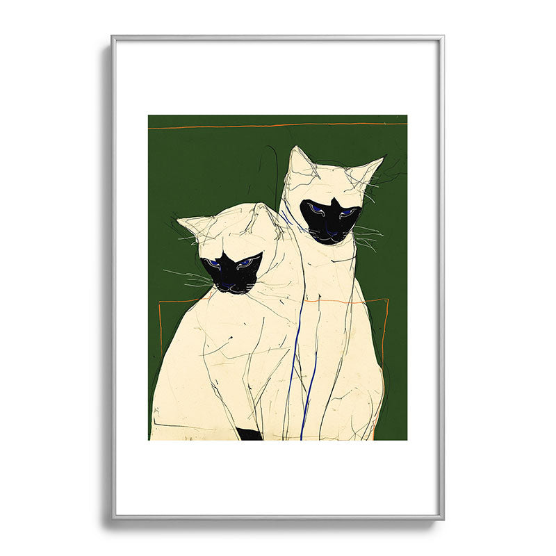 trajeado14 Siamese Cats Modern Art Metal Framed Art Print