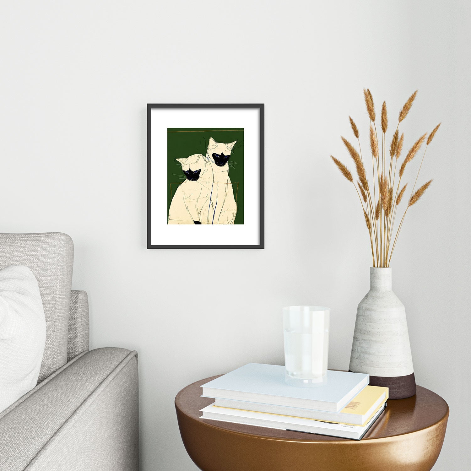 trajeado14 Siamese Cats Modern Art Metal Framed Art Print