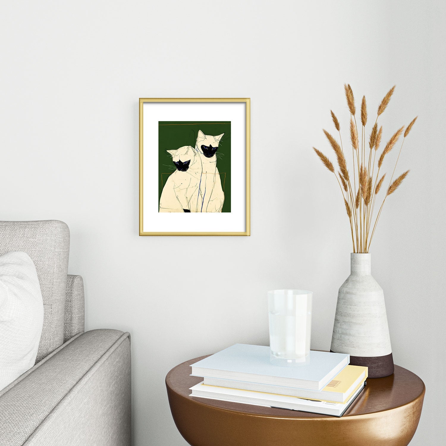 trajeado14 Siamese Cats Modern Art Metal Framed Art Print