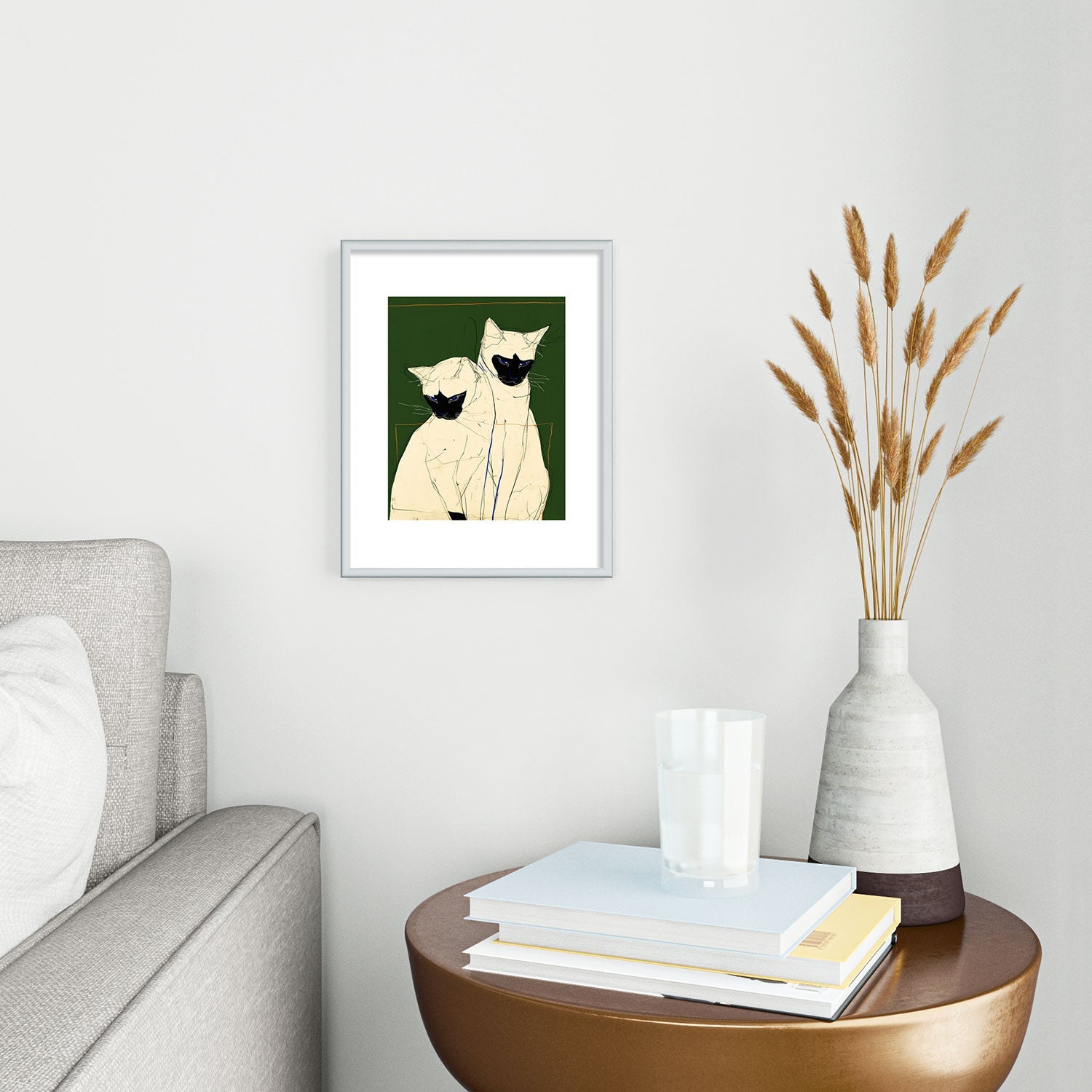 trajeado14 Siamese Cats Modern Art Metal Framed Art Print
