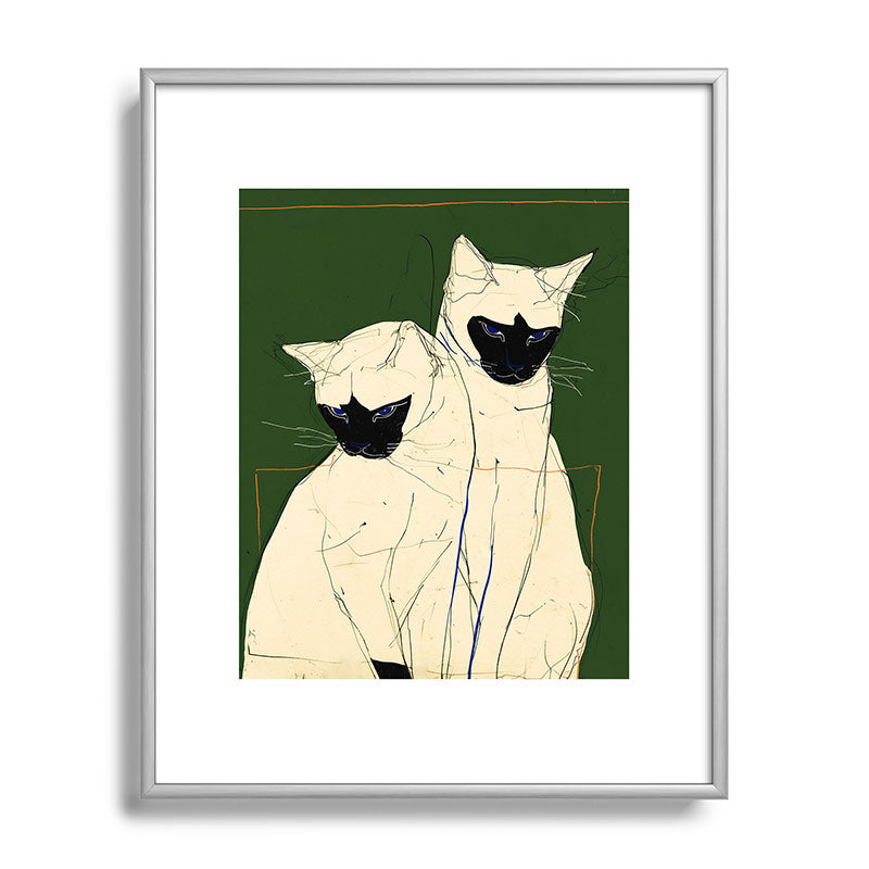 trajeado14 Siamese Cats Modern Art Metal Framed Art Print