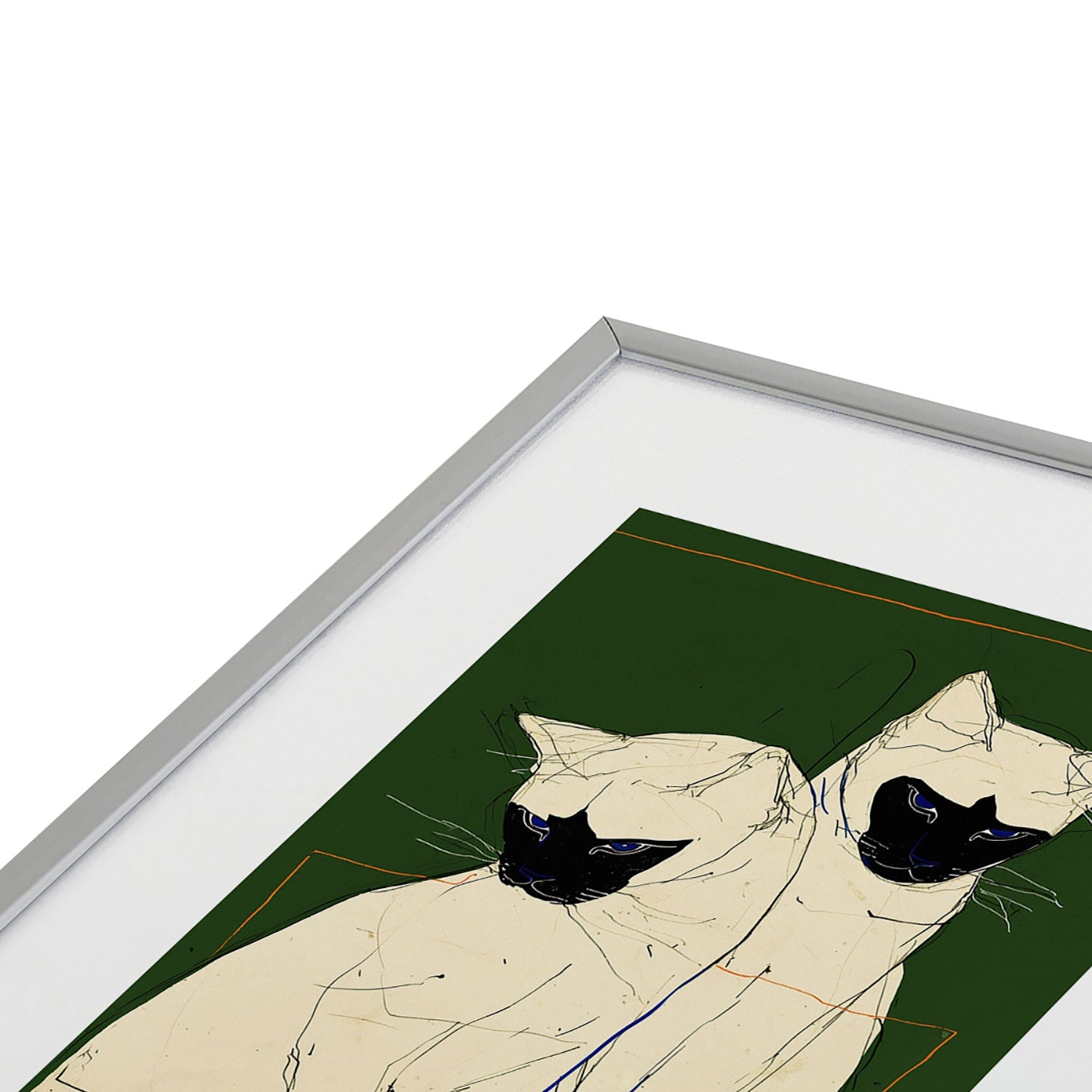 trajeado14 Siamese Cats Modern Art Metal Framed Art Print