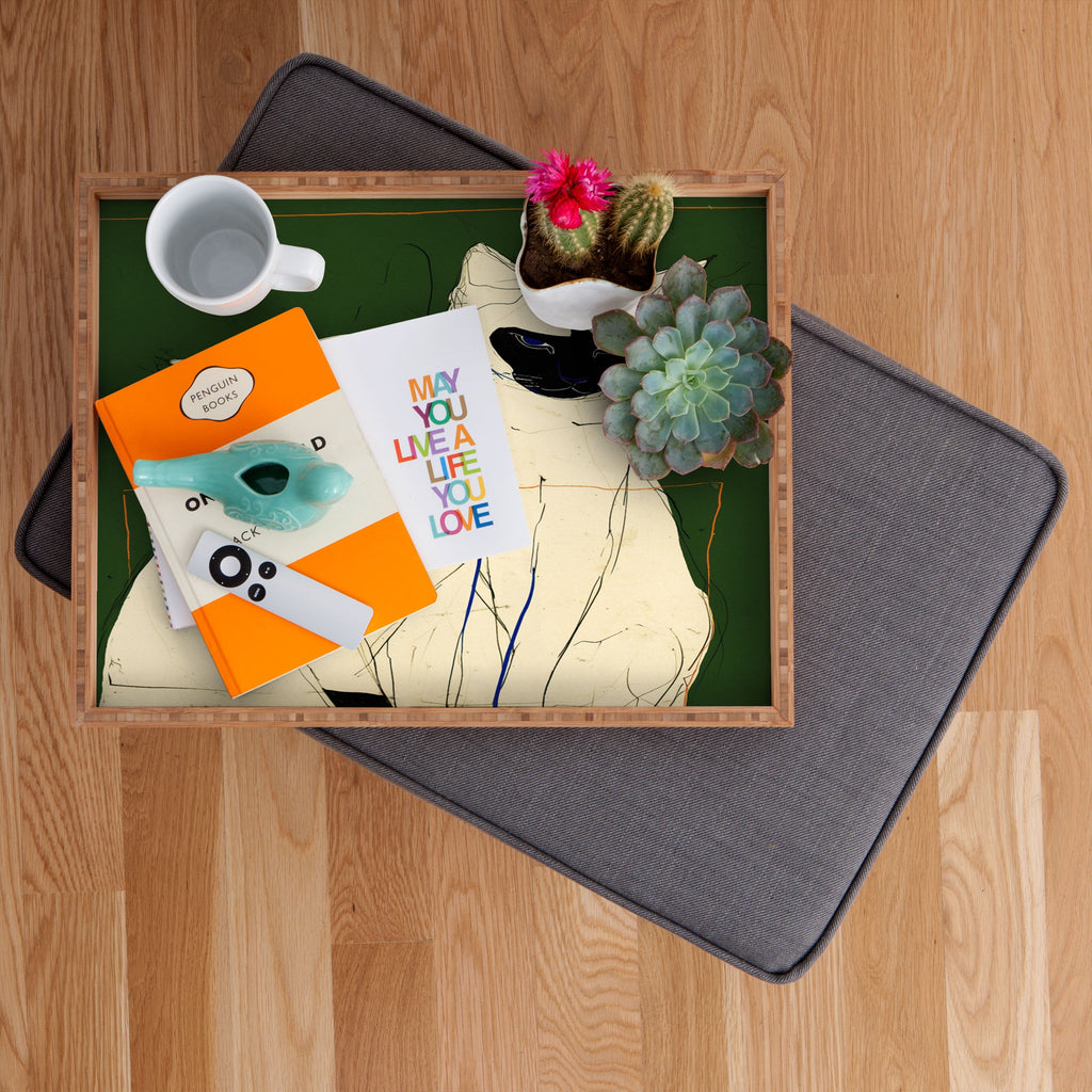 trajeado14 Siamese Cats Modern Art Rectangular Tray
