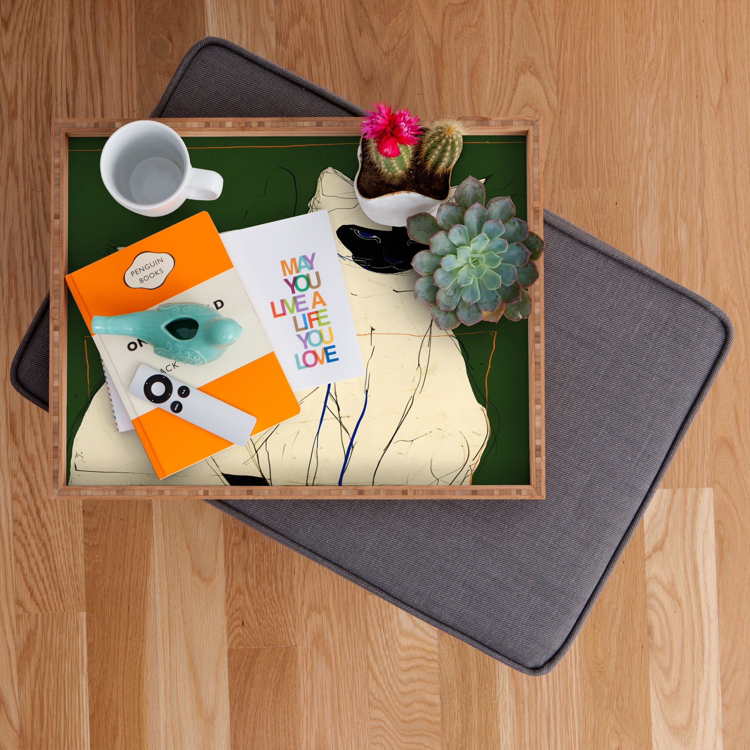 trajeado14 Siamese Cats Modern Art Rectangular Tray