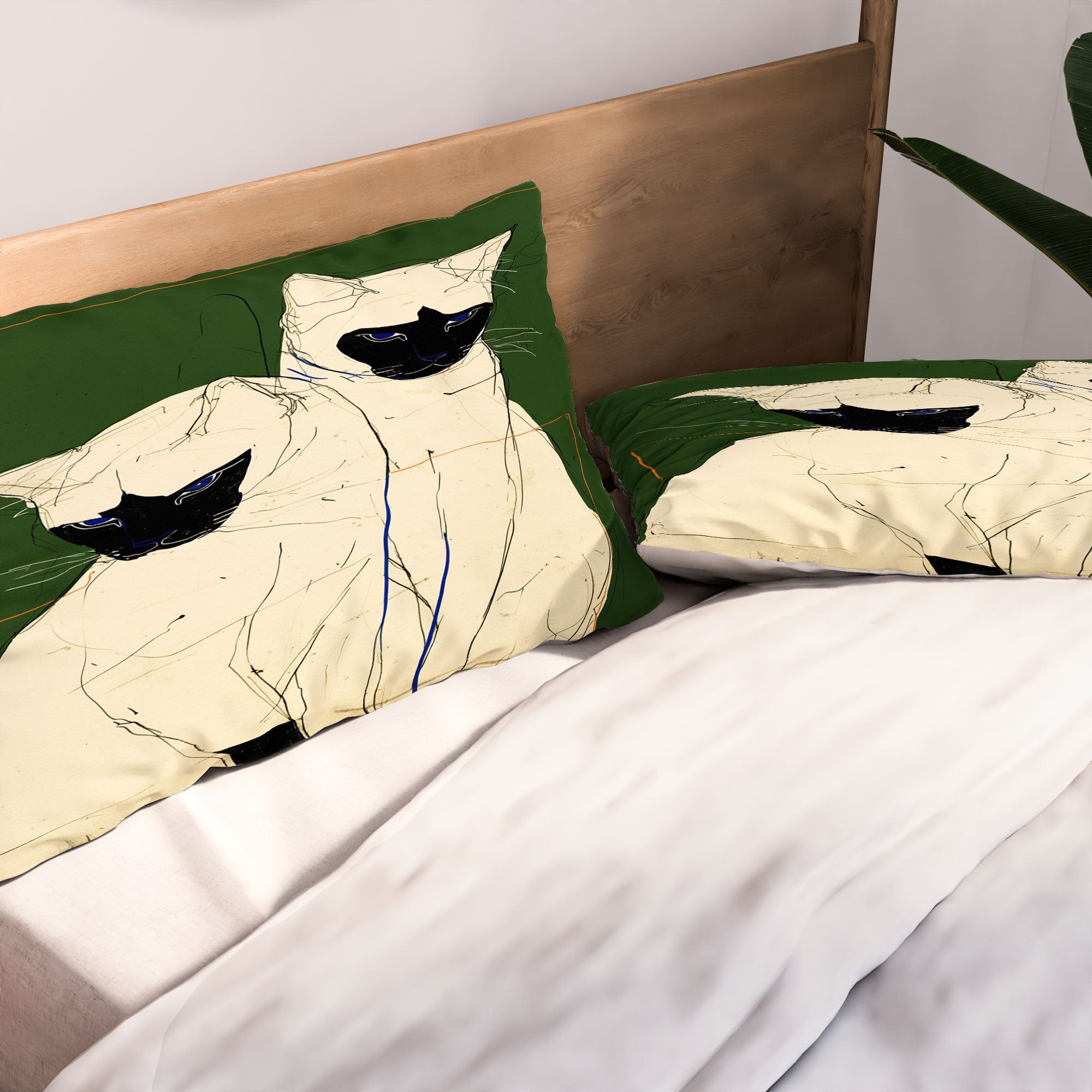 trajeado14 Siamese Cats Modern Art Pillow Shams