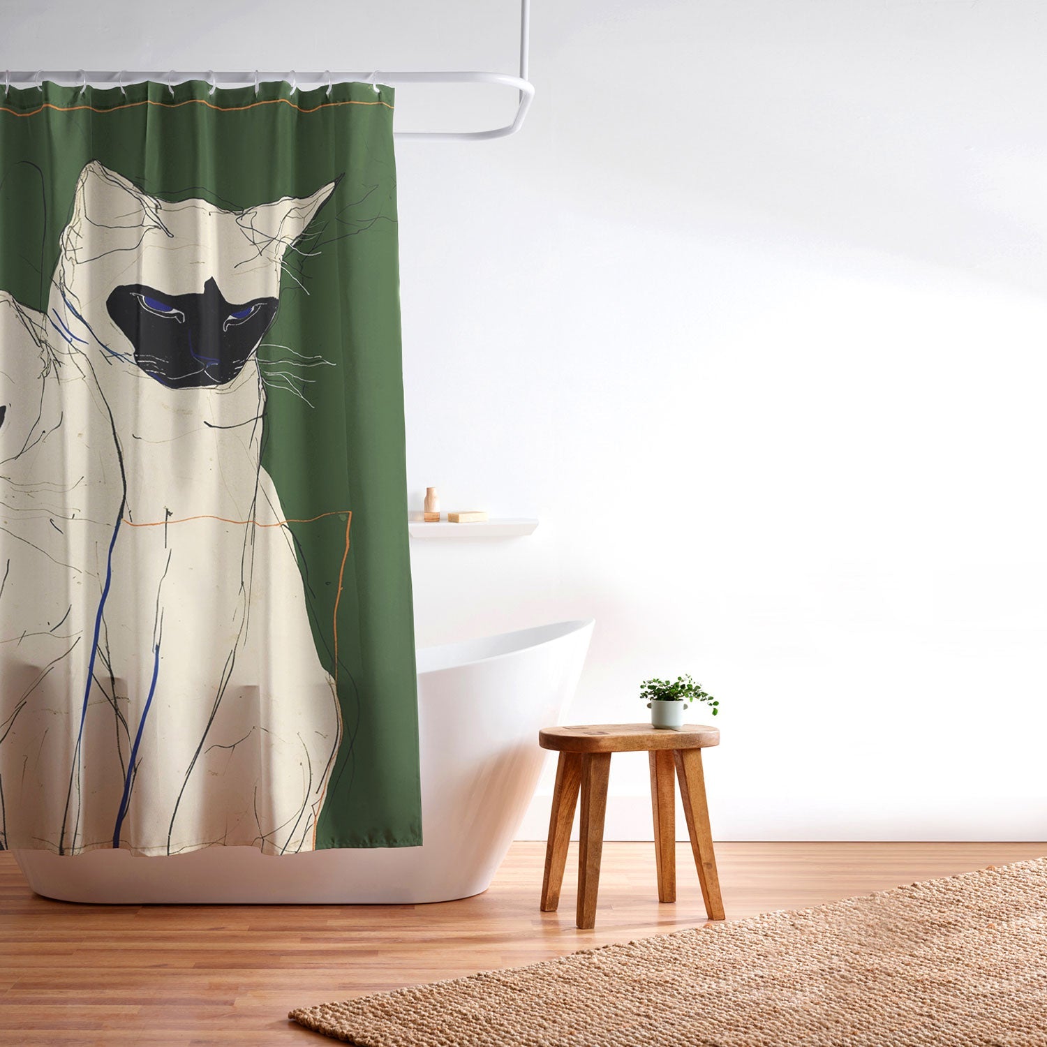 trajeado14 Siamese Cats Modern Art Shower Curtain