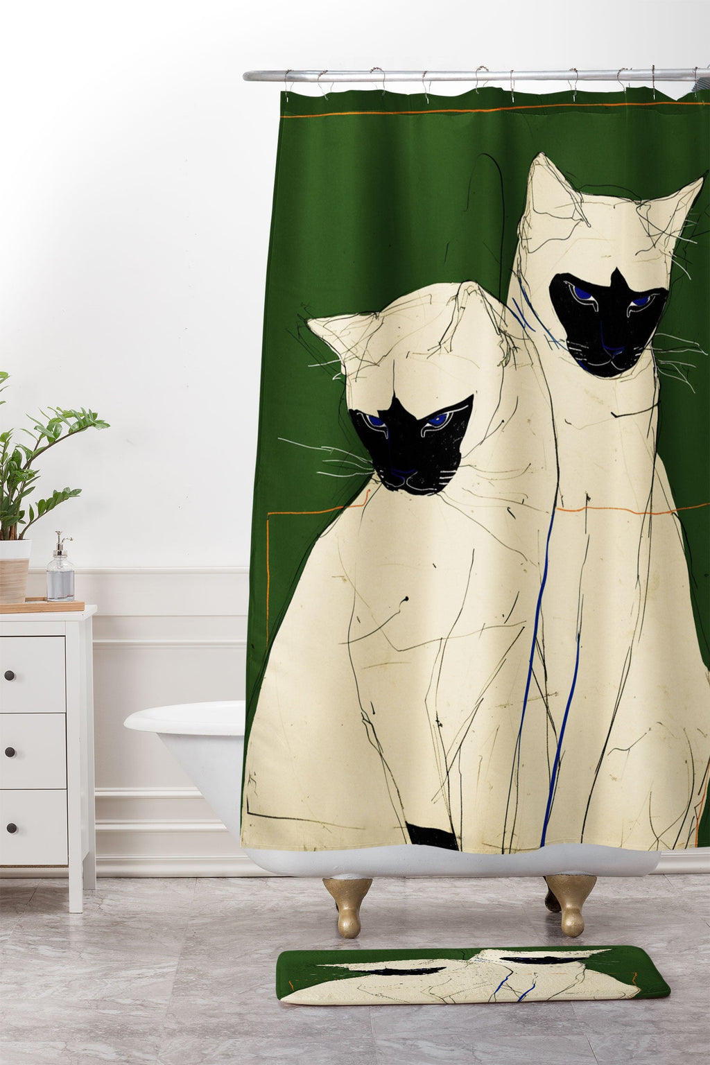 trajeado14 Siamese Cats Modern Art Memory Foam Bath Mat
