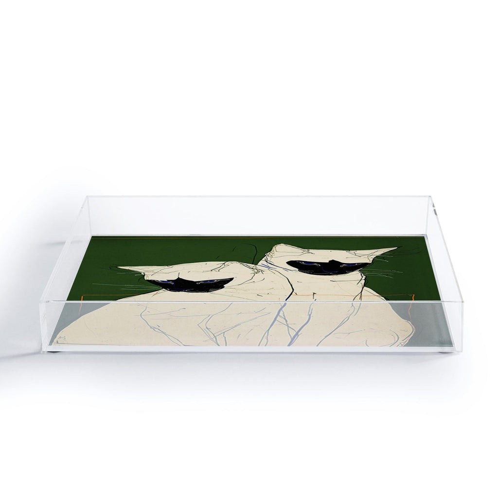 trajeado14 Siamese Cats Modern Art Acrylic Tray