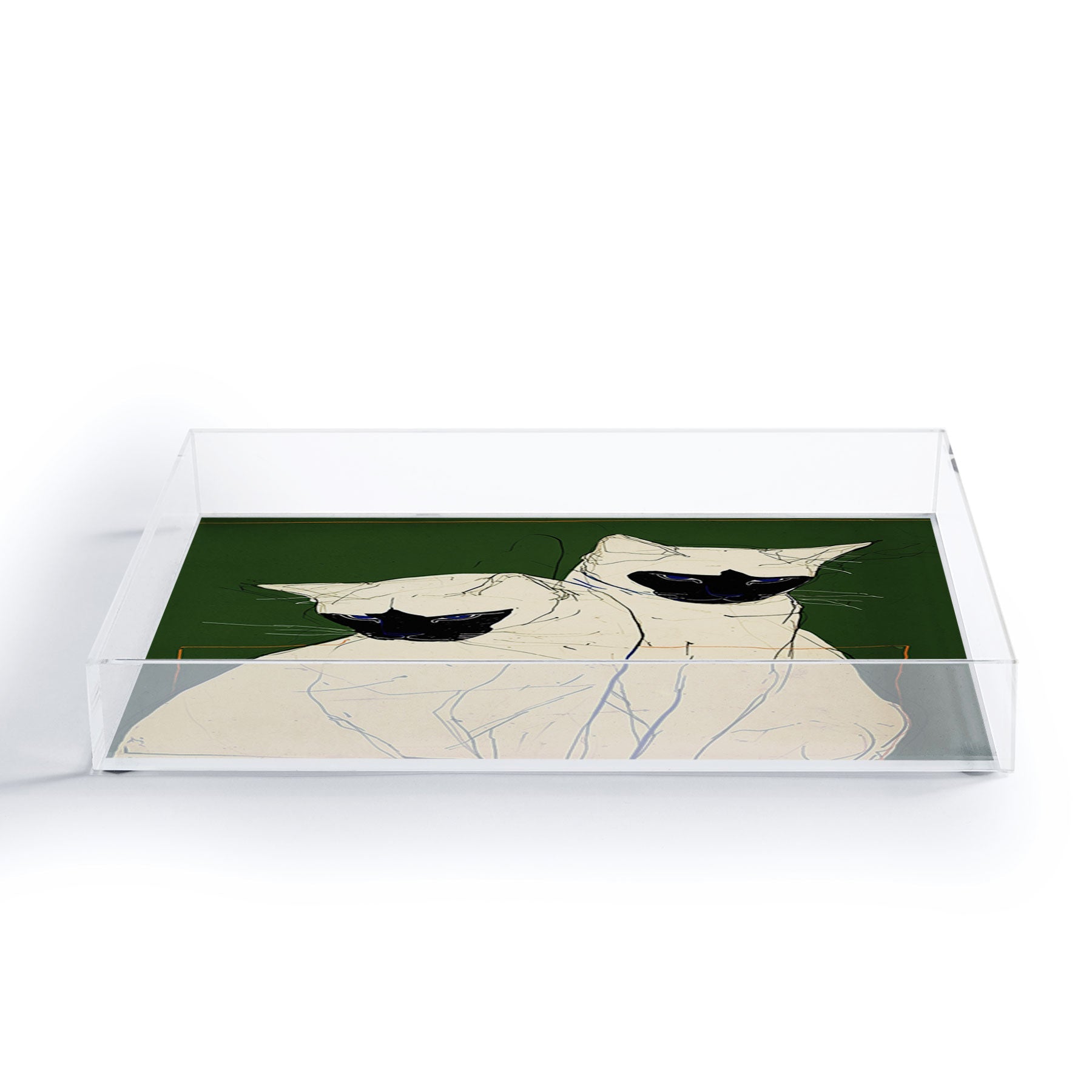 trajeado14 Siamese Cats Modern Art Acrylic Tray