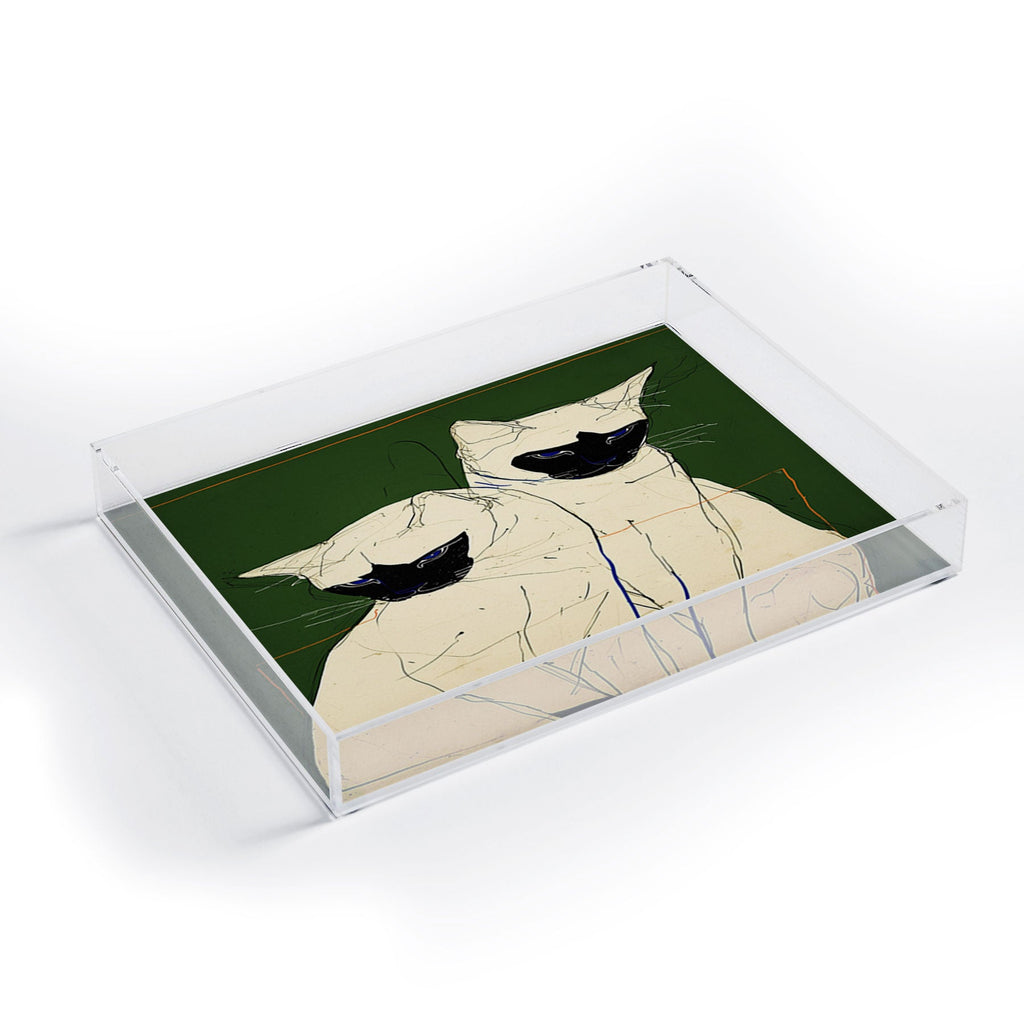 trajeado14 Siamese Cats Modern Art Acrylic Tray