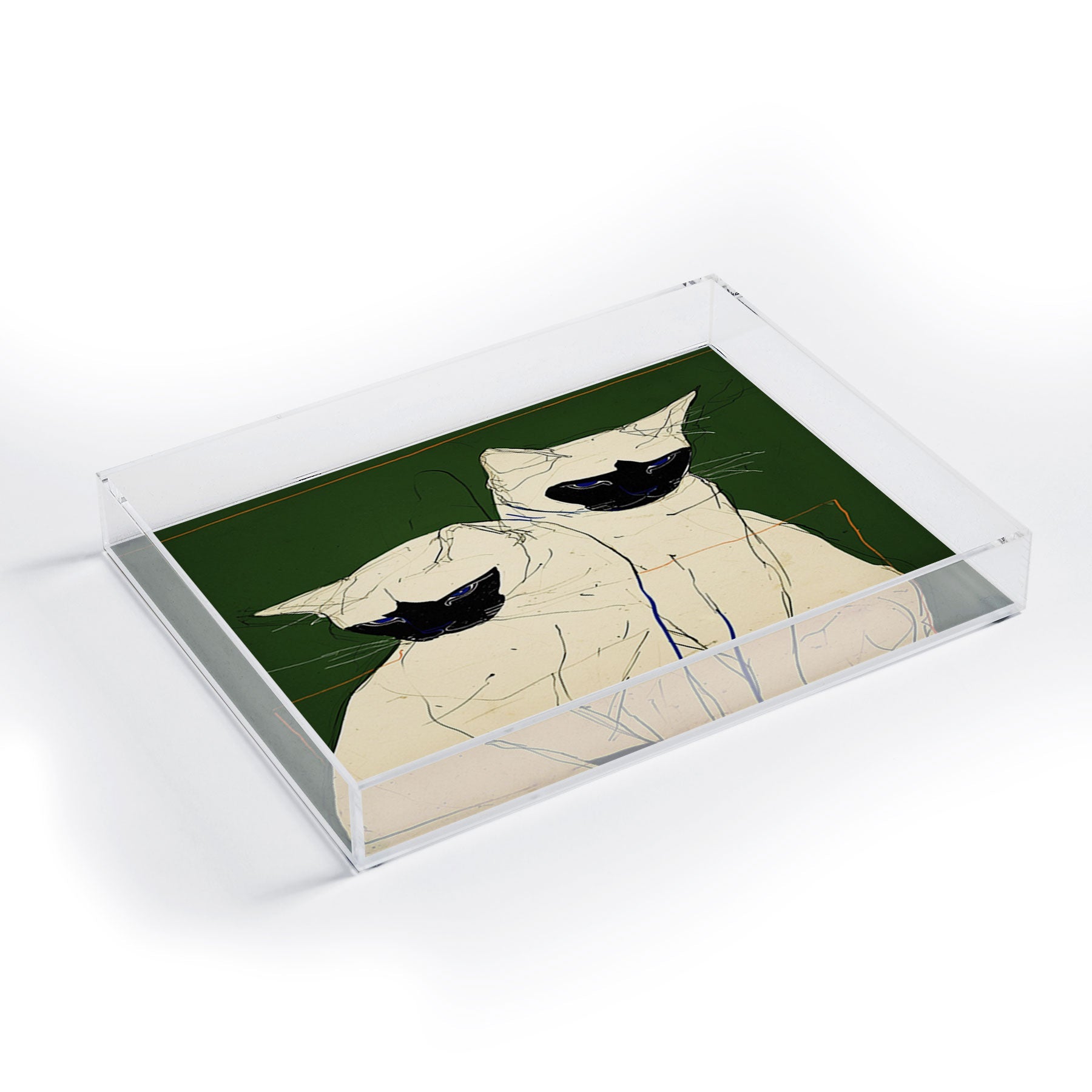 trajeado14 Siamese Cats Modern Art Acrylic Tray
