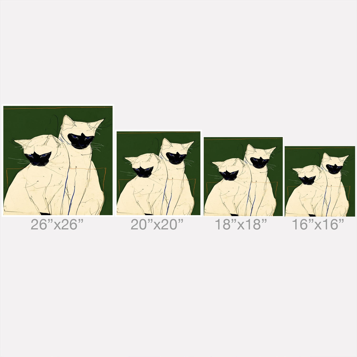 trajeado14 Siamese Cats Modern Art Outdoor Throw Pillow
