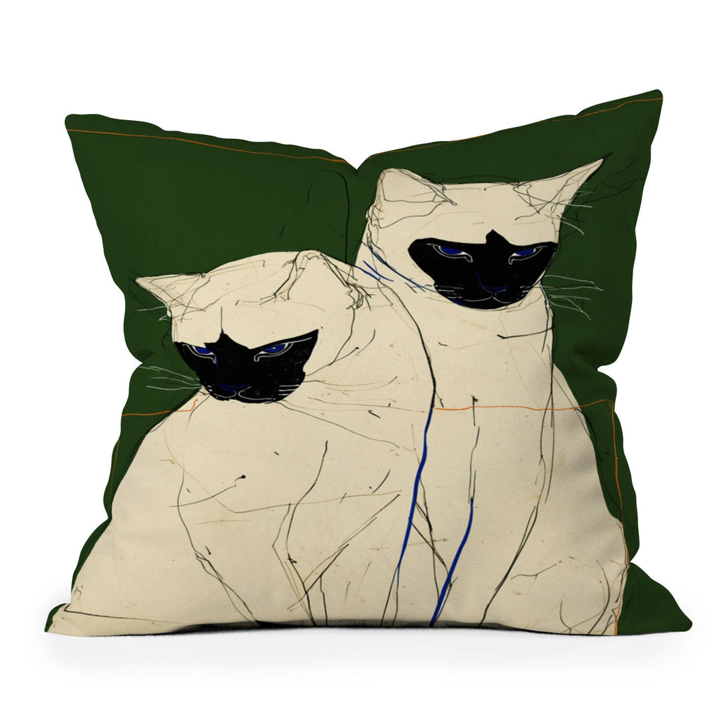 trajeado14 Siamese Cats Modern Art Outdoor Throw Pillow
