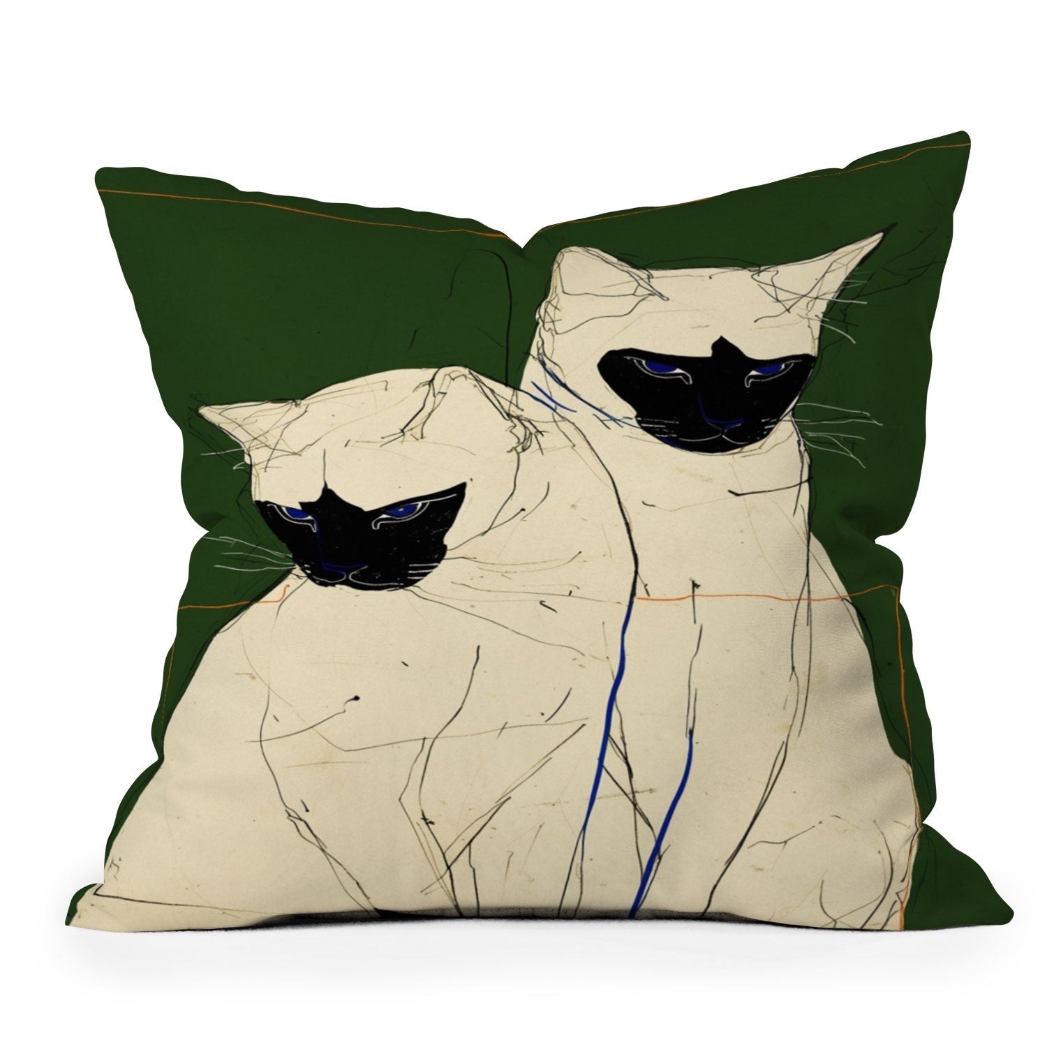 trajeado14 Siamese Cats Modern Art Outdoor Throw Pillow