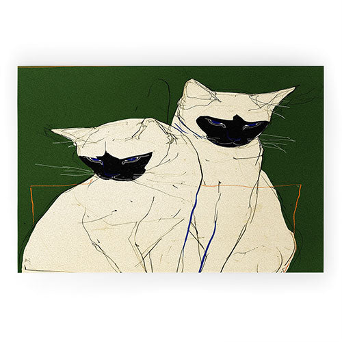 trajeado14 Siamese Cats Modern Art Welcome Mat