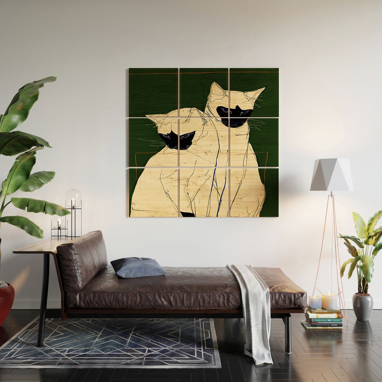 trajeado14 Siamese Cats Modern Art Wood Wall Mural