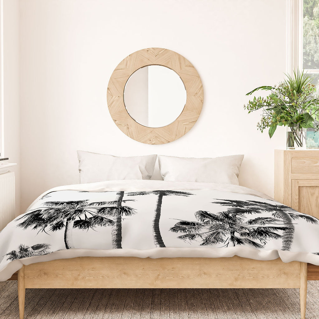 Gal Design Black And White Palms Duvet Cover