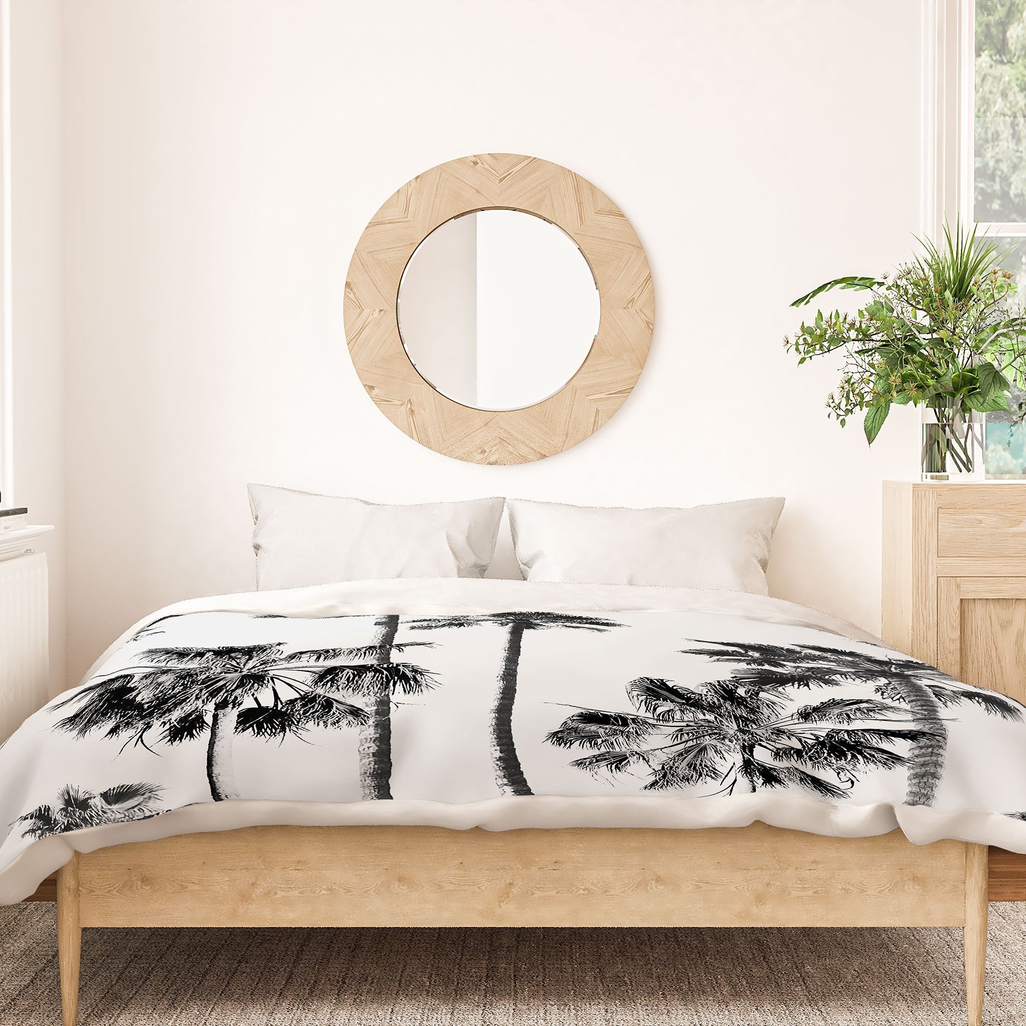 Gal Design Black And White Palms Duvet Cover
