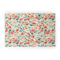 Ninola Design Botanic Retreat Tropical Whimsical Flowers Coral Green Welcome Mat