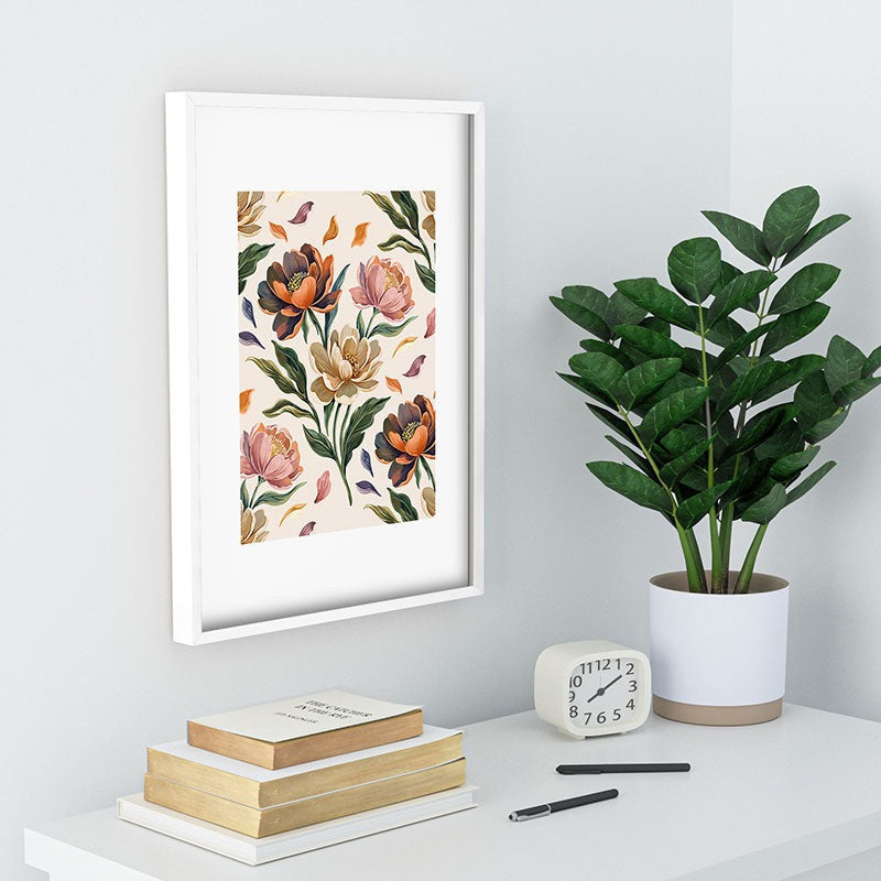 Marta Barragan Camarasa Hand Painted Peony Florals Recessed Framing Rectangle