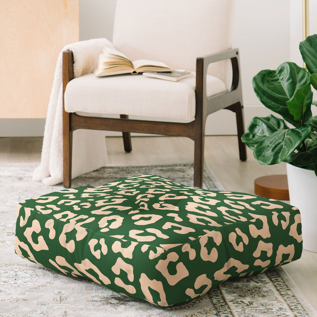 Avenie BR Cheetah Print In Green Floor Pillow Square