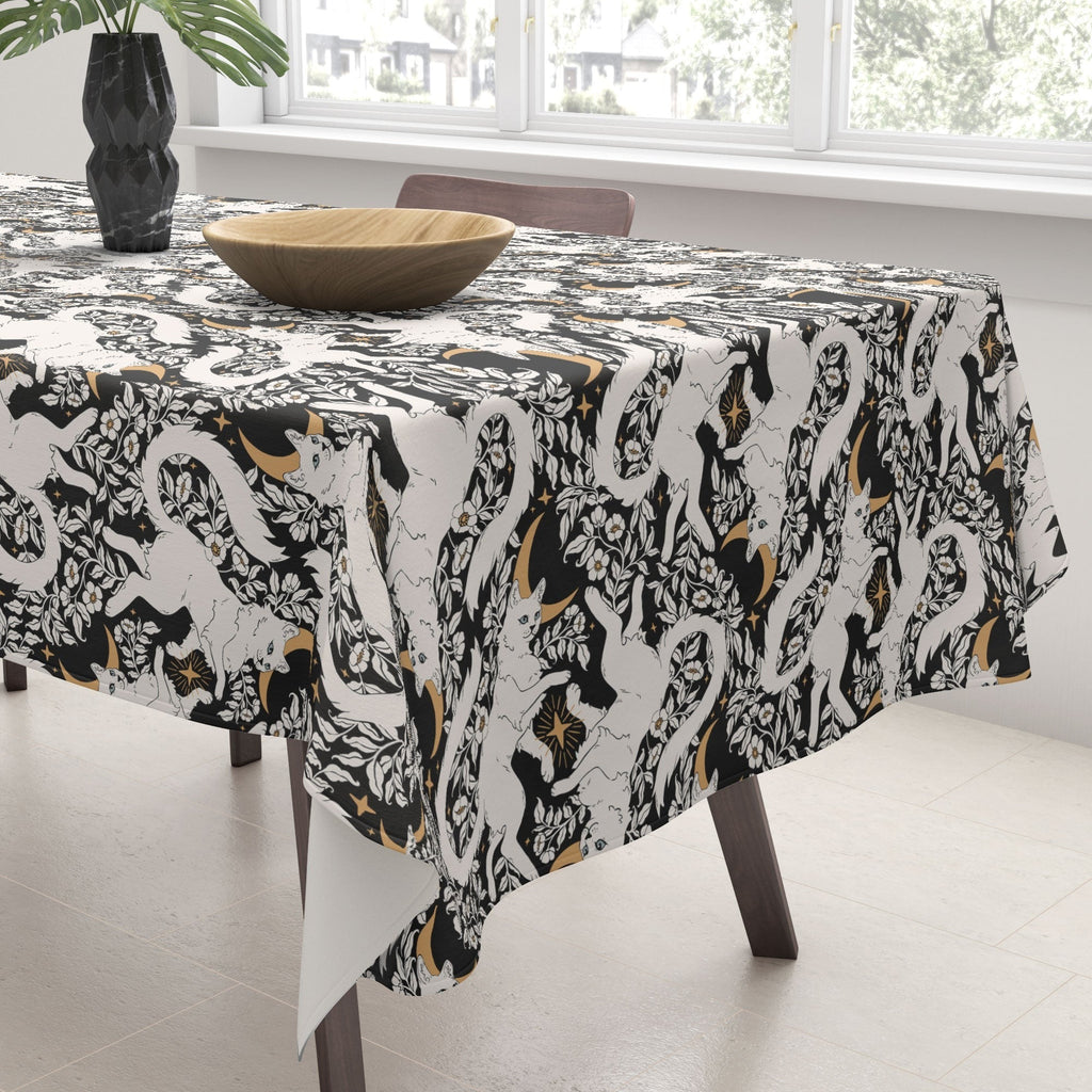 Avenie Celestial Cats Gold Tablecloth