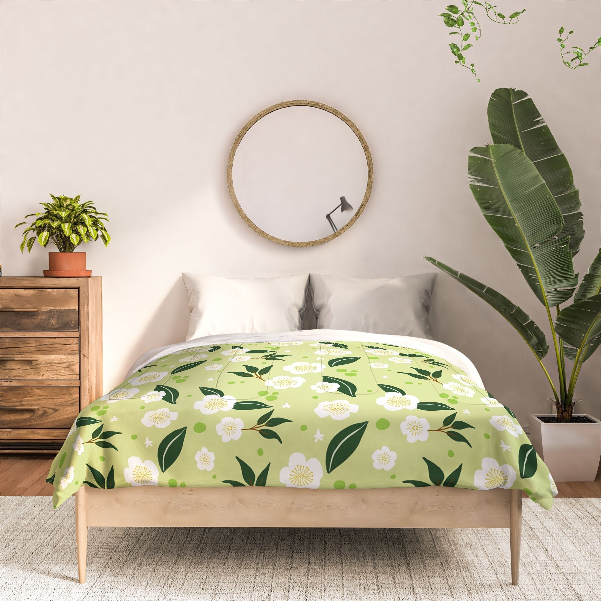 Design by Spark Matcha Tea Florals Comforter