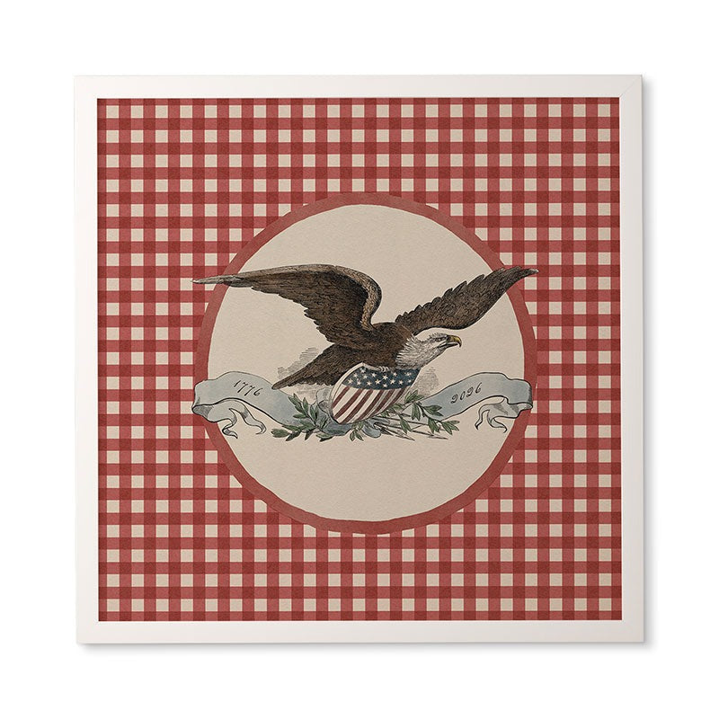 DENY Designs Gingham Eagle Framed Wall Art