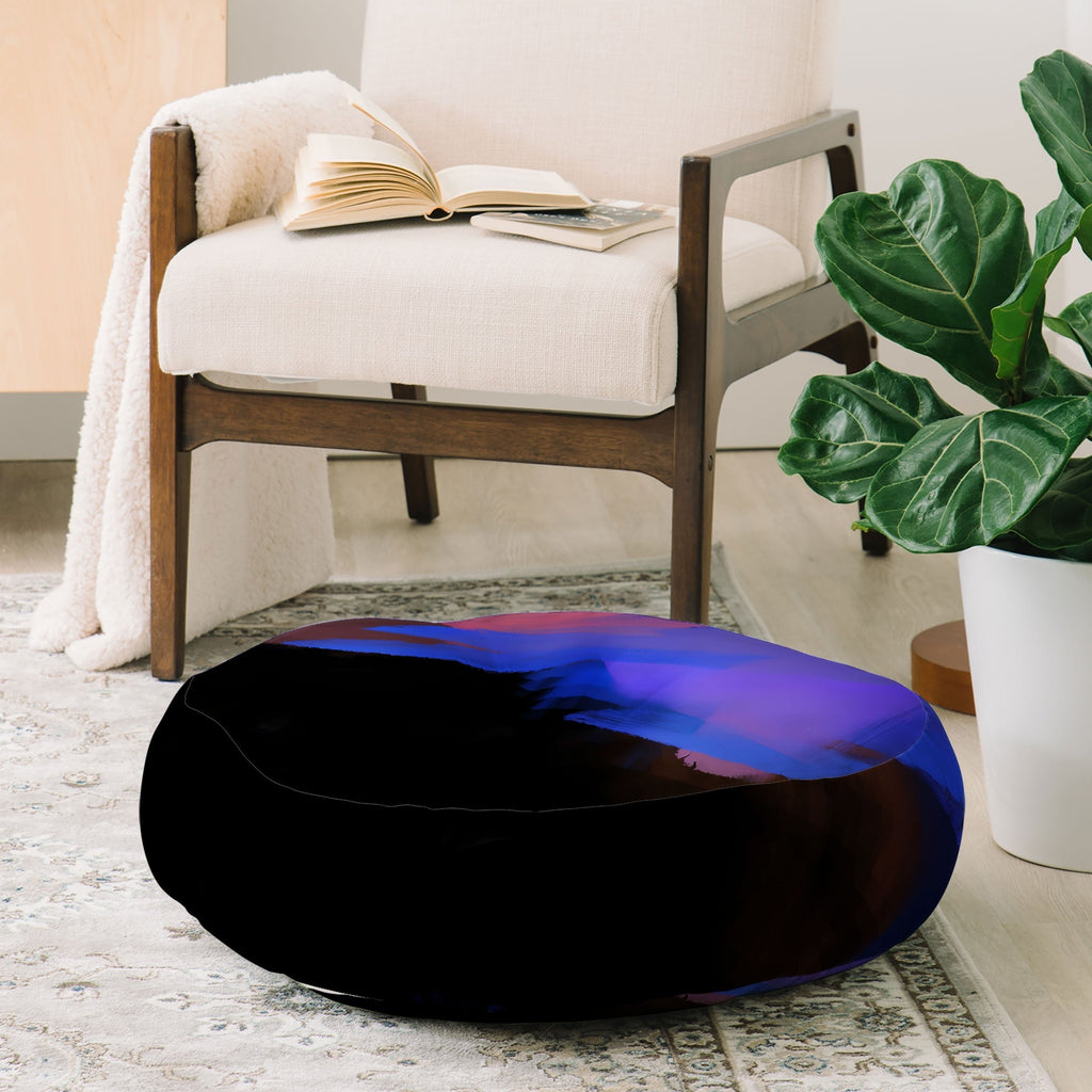 83 Oranges Midnight Sparks Floor Pillow Round